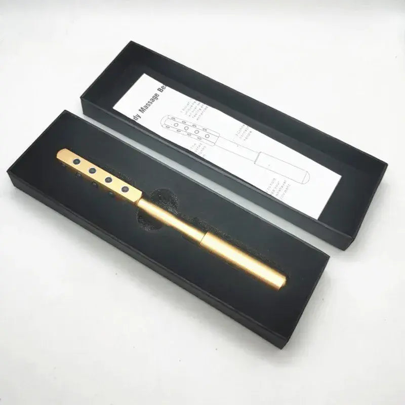 New Magna GermaBelle Roller Pro - Germanium Beauty Face Roller - Gold germanium roller displayed in premium black gift box with instruction booklet, elegant unboxing presentation