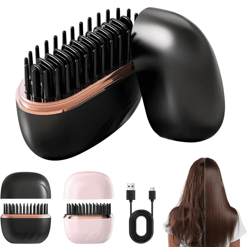 Hair styling tool with attachments and USB cable on a white background
