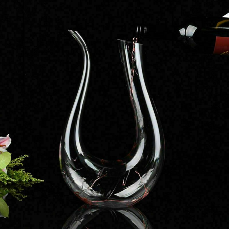 "New Magna Crystal U-shaped Wine Decanter Pro - Premium 1500ml crystal aerating vessel with elegant curved design"
