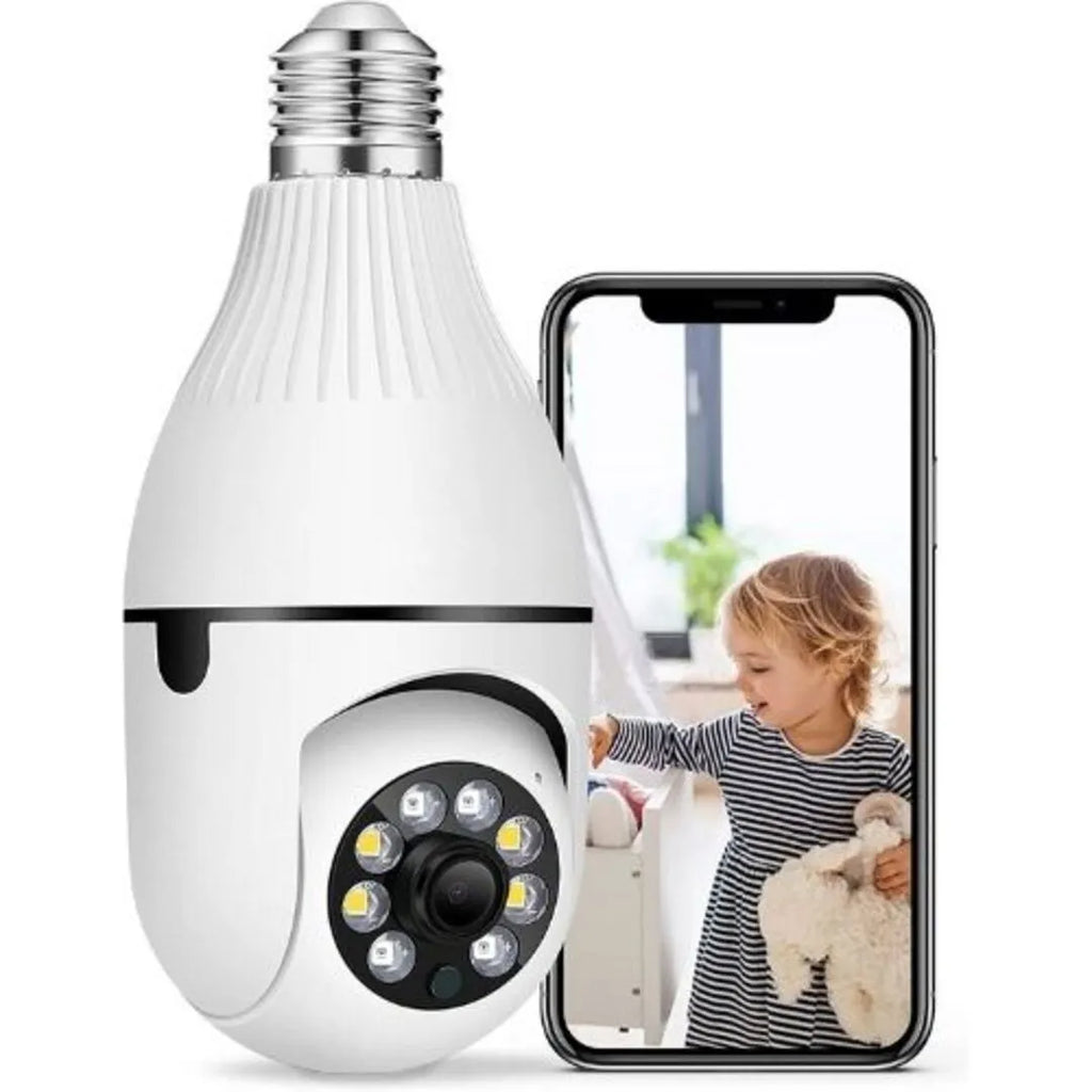 New Magna SecureGlow Pro light bulb security camera with smartphone app showing live video - premium home surveillance