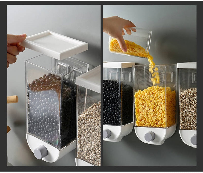 New Magna PantryMax Pro - Wall-Mounted Kitchen Multi-Grain Sealed Storage Jars