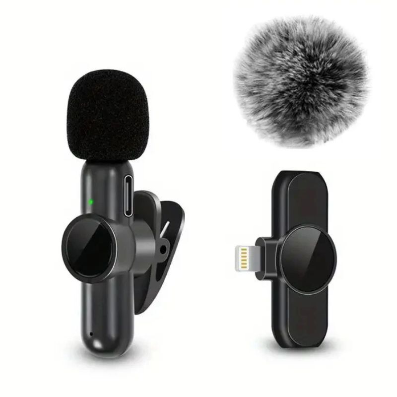 Two microphones with windshields on a white background
