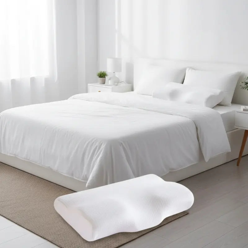 New Magna CloudRest Pro memory foam pillow in serene white bedroom - premium sleep wellness and neck support pillow