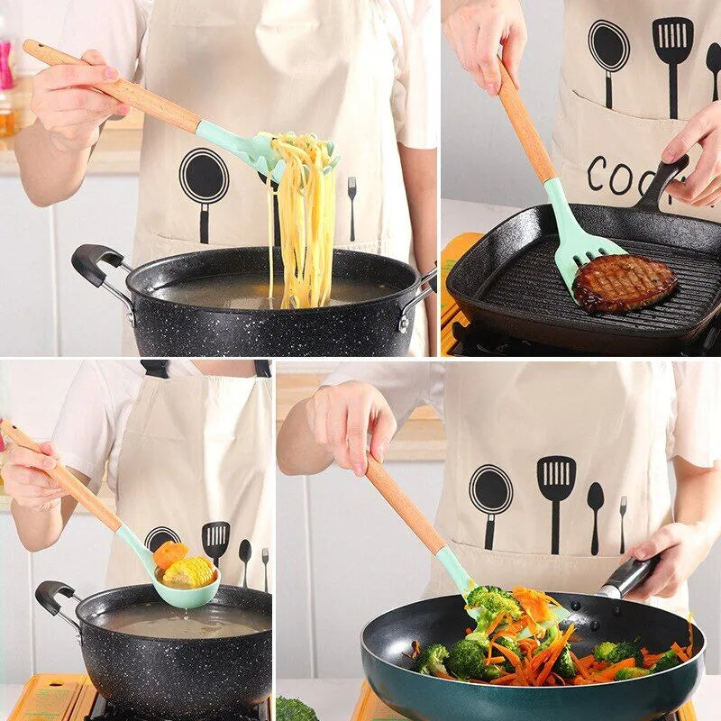 New Magna CookSafe Pro - Non-Stick Silicone Cooking Utensil Set with Heat-Resistant Technology
