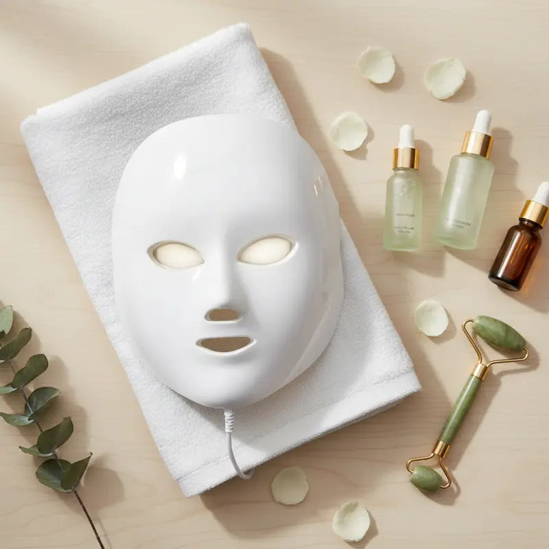 New Magna GlowTherapy Pro LED face mask with skincare serums and jade roller - premium beauty treatment routine