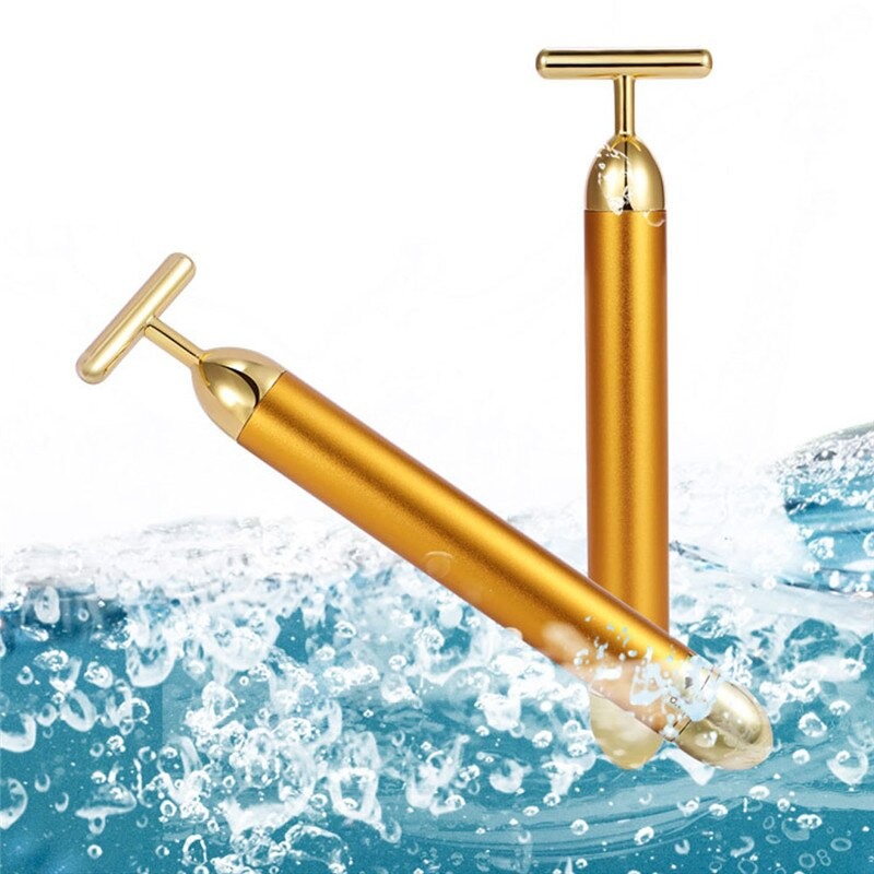 New Magna GlowLux Pro - 24K Gold T-Bar Facial Roller with Energizing Vibration Technology