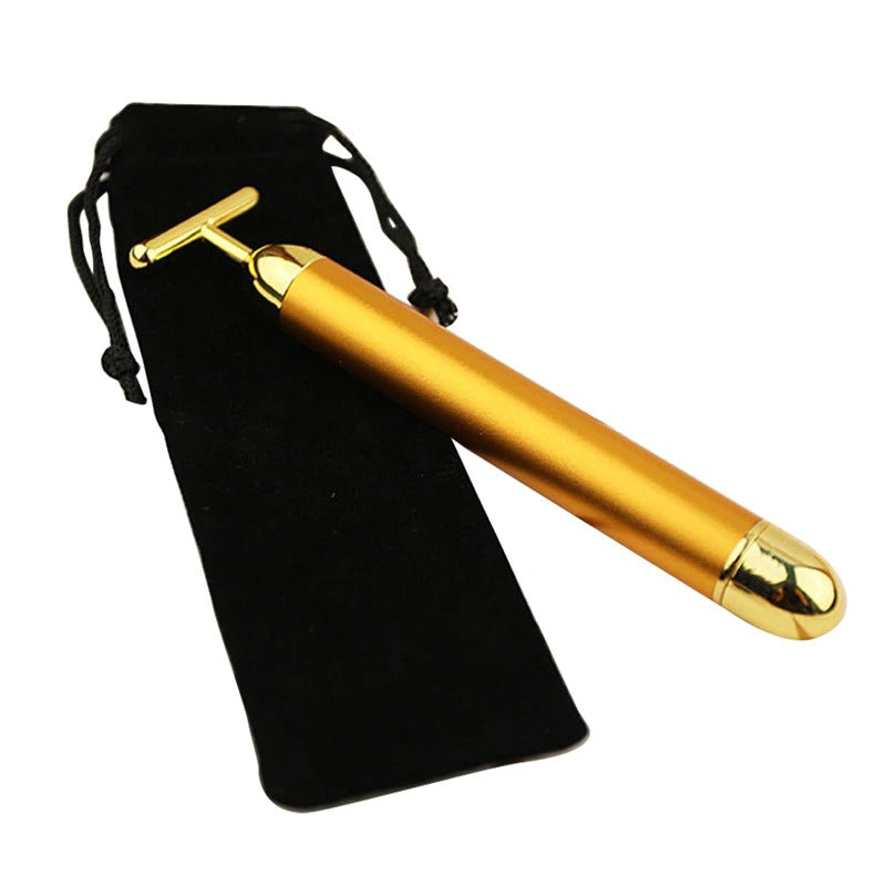 New Magna GlowLux Pro - 24K Gold T-Bar Facial Roller with Energizing Vibration Technology