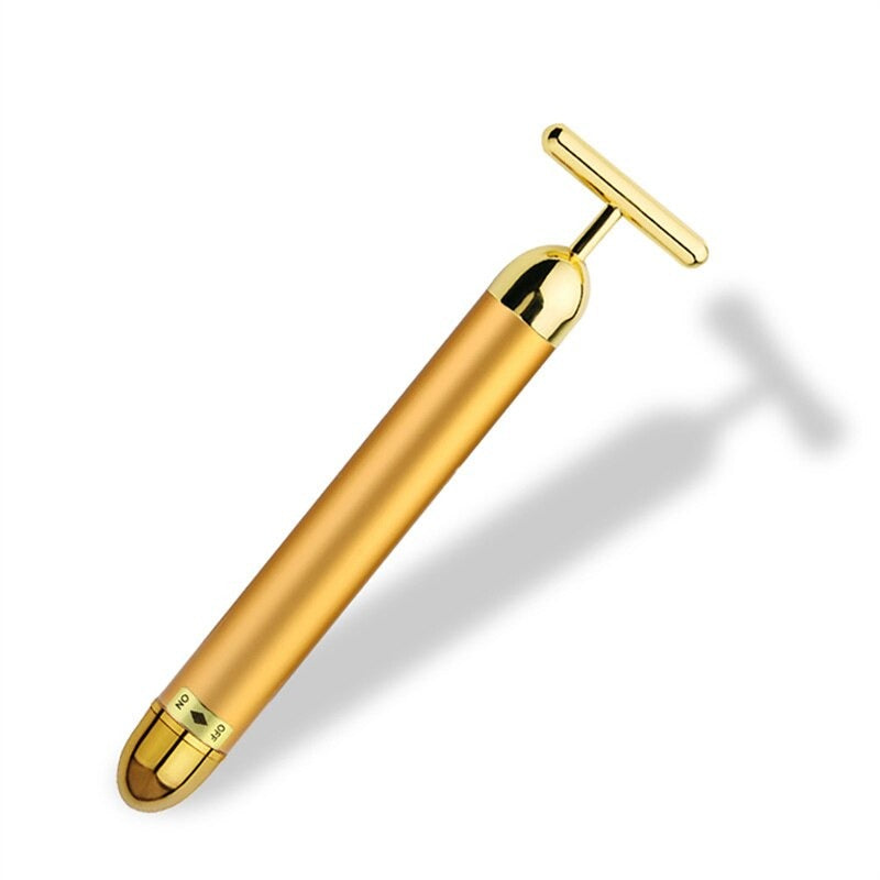 New Magna GlowLux Pro - 24K Gold T-Bar Facial Roller with Energizing Vibration Technology