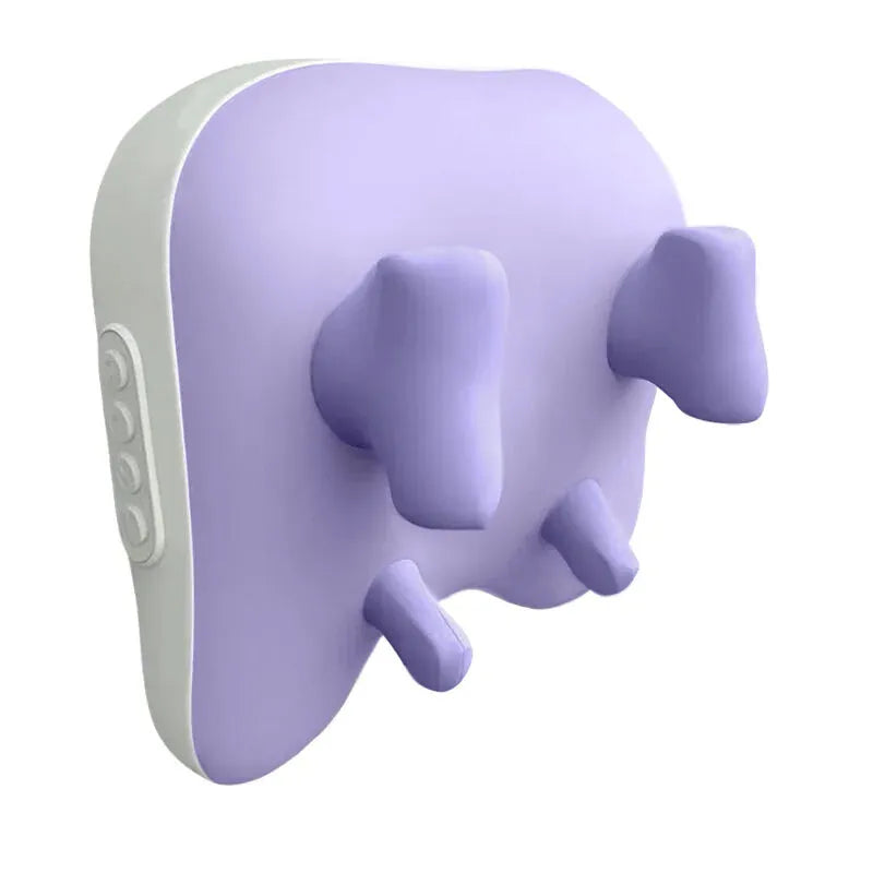 Purple and gray electronic device with elephant design on a white background