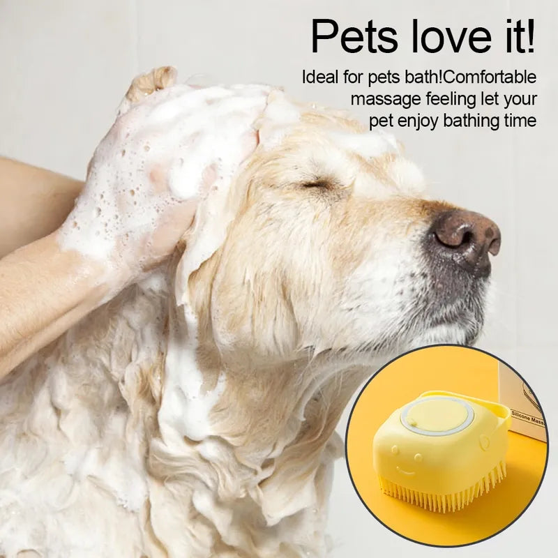 New Magna PawSpa Pro - Soft Silicone Dog Bath Brush with Shampoo Dispenser