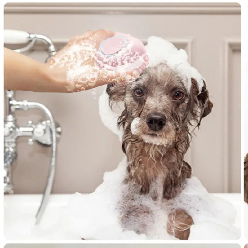 New Magna PawSpa Pro - Soft Silicone Dog Bath Brush with Shampoo Dispenser