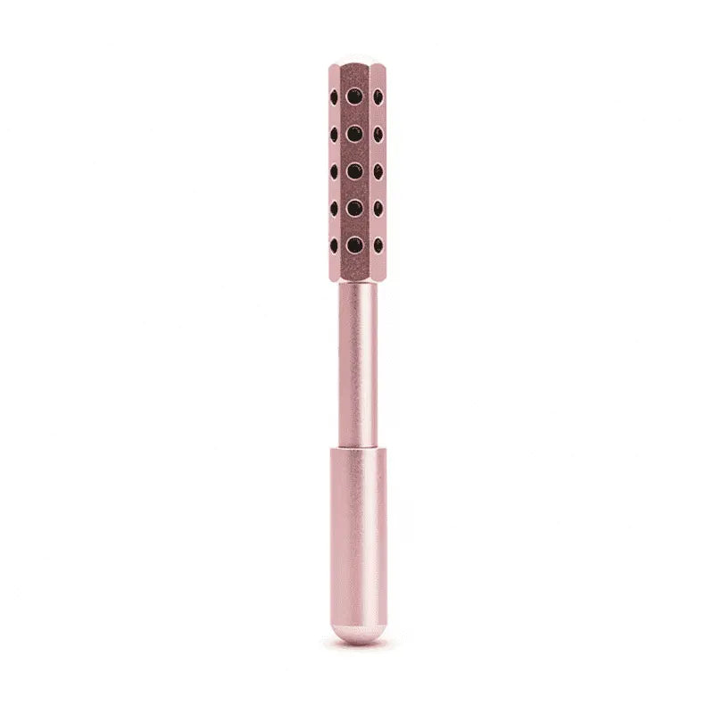 New Magna GermaBelle Roller Pro - Germanium Beauty Face Roller - Pink variant solo product shot on white background showing full roller with germanium ball inlay head and ergonomic handle