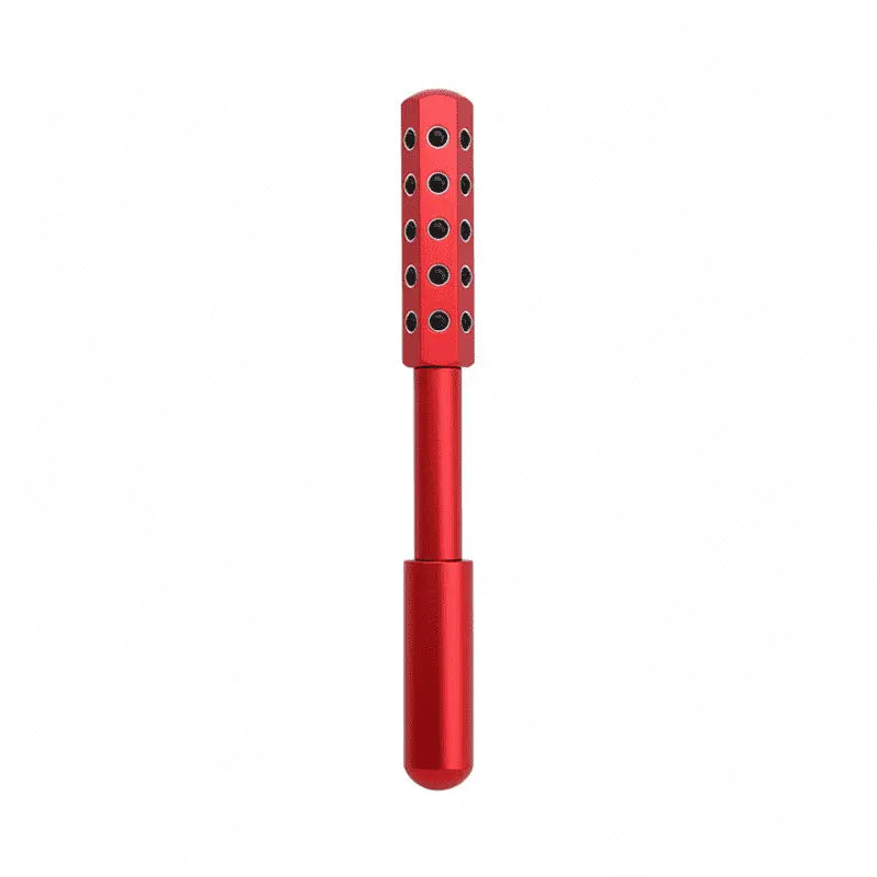 New Magna GermaBelle Roller Pro - Germanium Beauty Face Roller - Red variant solo product shot on white background showing full roller with germanium ball inlay head and ergonomic handle