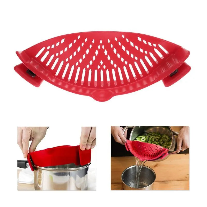 New Magna Drain Pro - Universal Silicone Snap-On Strainer for Pots & Pans