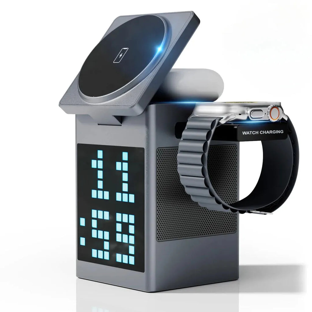 New Magna 6-in-1 Magnetic Wireless Charger & Speaker Pro - phone, watch, earbuds charging station with Bluetooth speaker