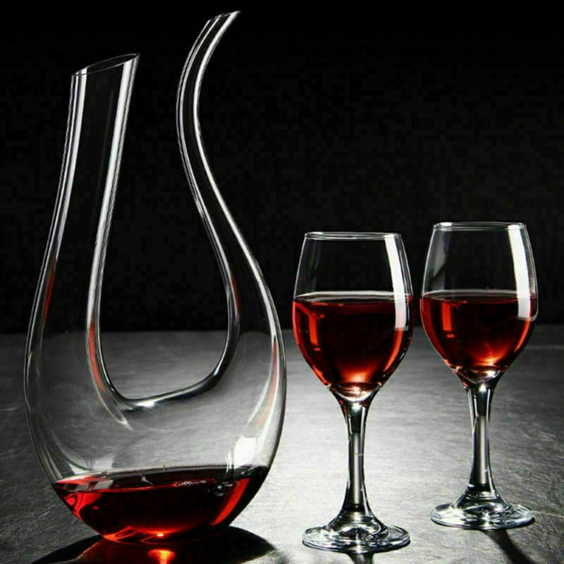 "New Magna Crystal U-shaped Wine Decanter Pro - Premium 1500ml crystal aerating vessel with elegant curved design"